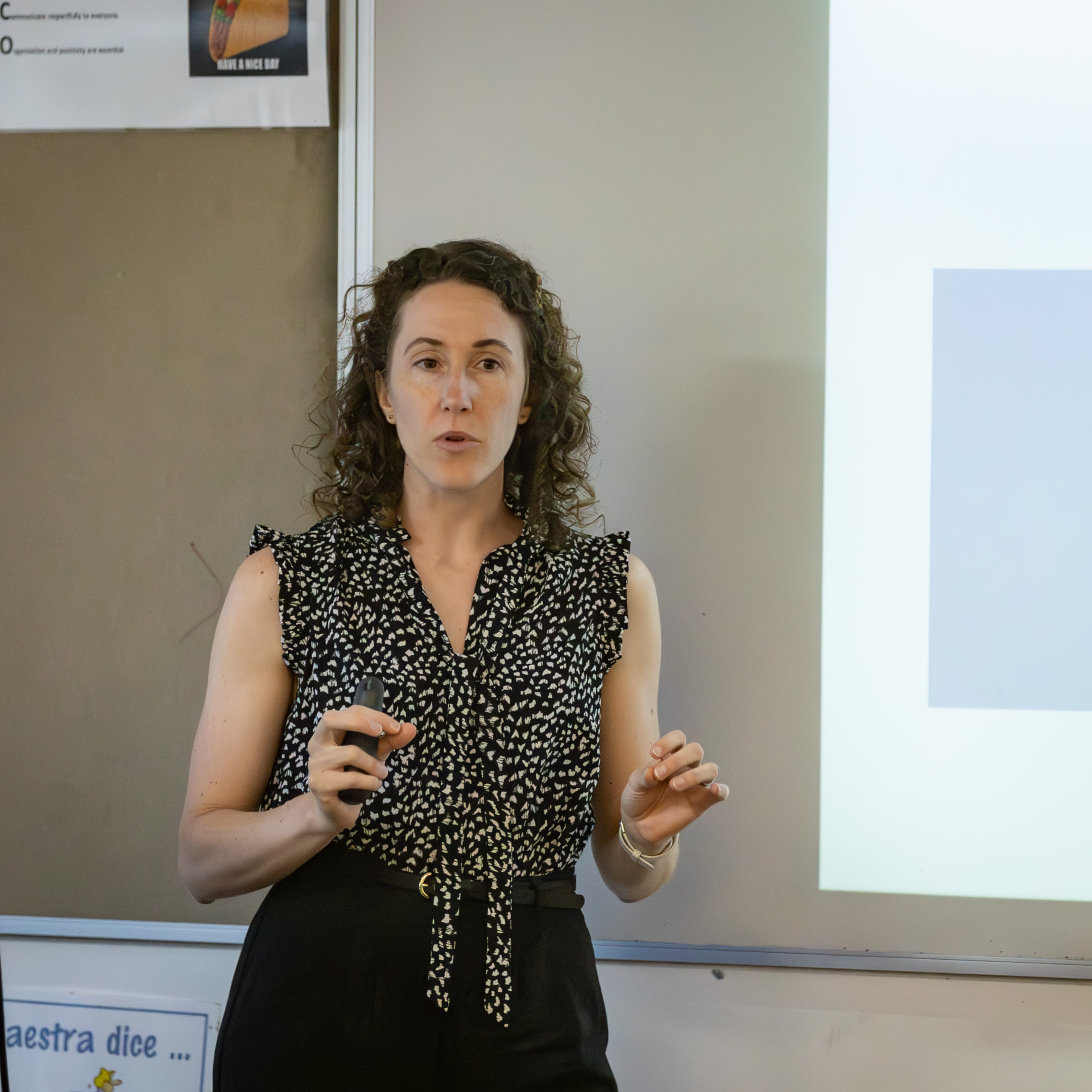Samantha Di Lena speaking at a conference in Brisbane